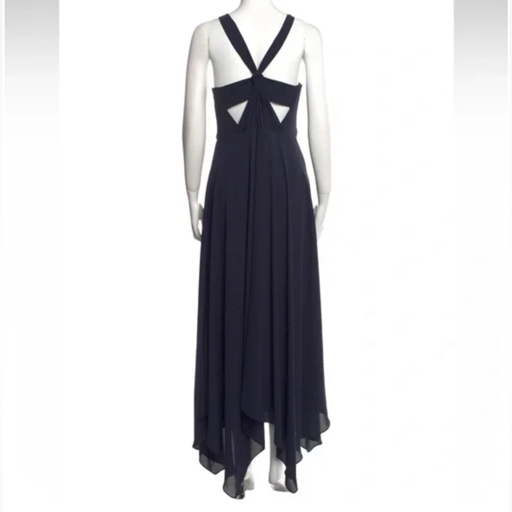 Halston Heritage Maxi Dress Crepe Evening Gown Draped Cowl Neck - Picture 2 of 9